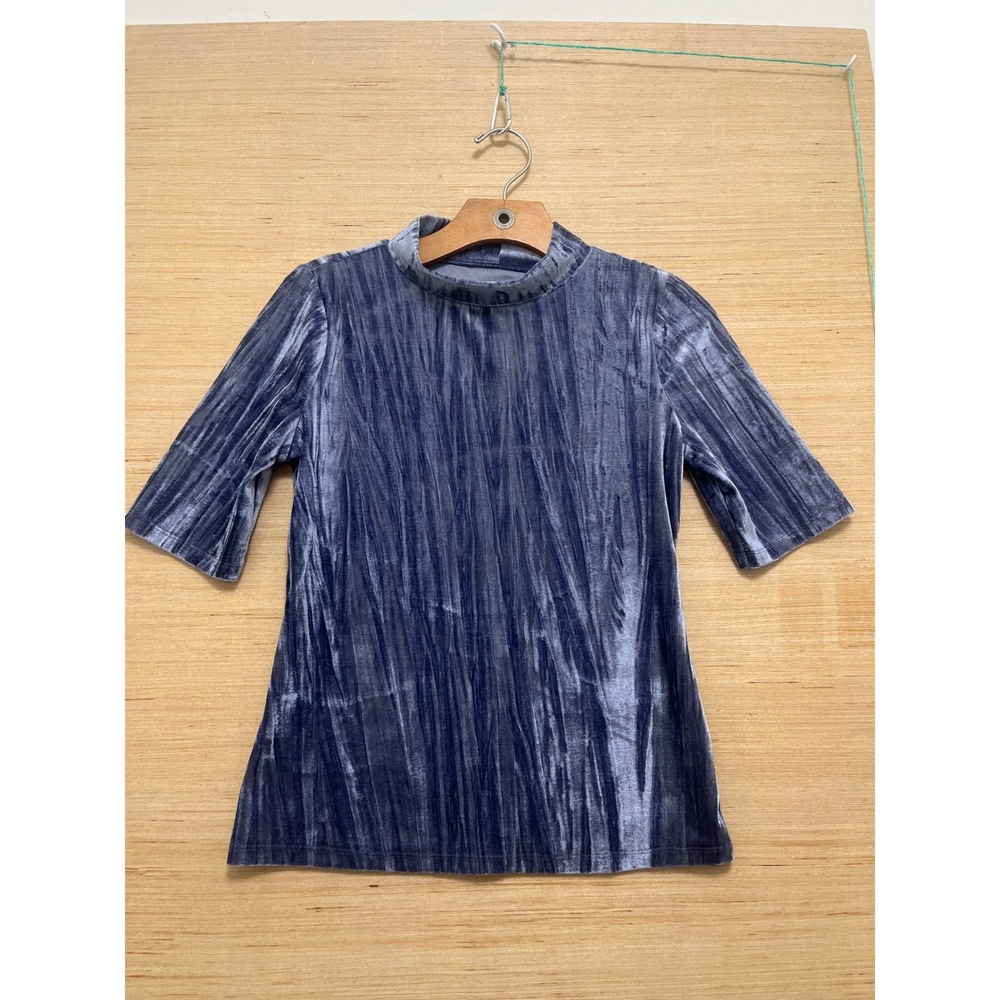 PILCRO by Anthropologie Crushed Velvet Mock Neck Top Blue Size XS